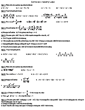 Toán 8 - Ôn thi học kì I phần tự luận
